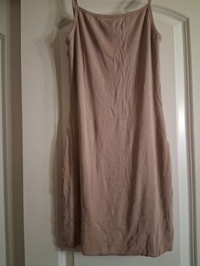LNA Beige Ribbed Midi Slip Dress